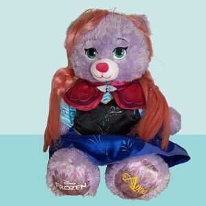 2014 Build A Bear BAB Disney Purple Frozen Anna Bear w/ Dress Cape Wig COMPLETE
